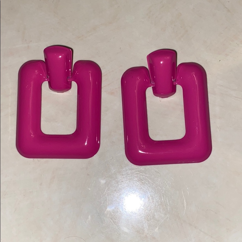 Pink fuchsia funky earrings
